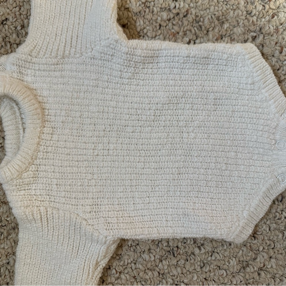 White Chunky Knit Newborn Romper